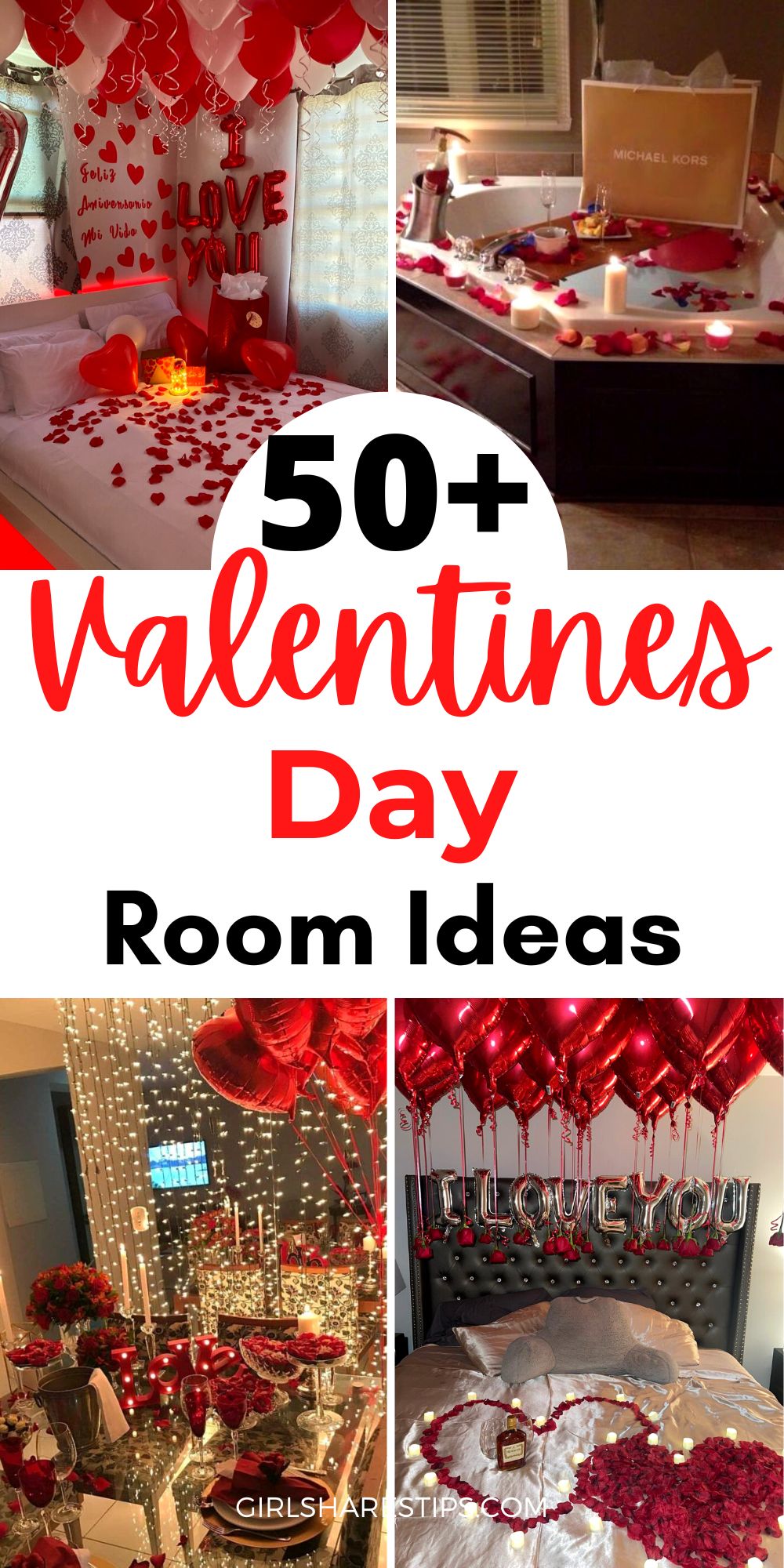 Romantic Valentines Day room decor ideas collage